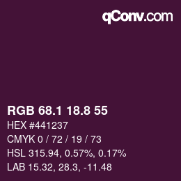カラーコード: RGB 68.1 18.8 55 | qconv.com