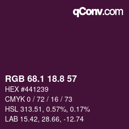 カラーコード: RGB 68.1 18.8 57 | qconv.com