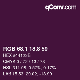 カラーコード: RGB 68.1 18.8 59 | qconv.com