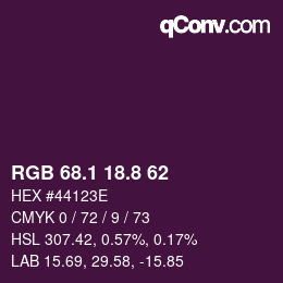 カラーコード: RGB 68.1 18.8 62 | qconv.com
