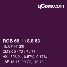 カラーコード: RGB 68.1 18.8 63 | qconv.com