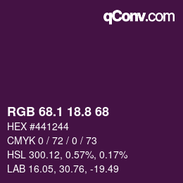 カラーコード: RGB 68.1 18.8 68 | qconv.com