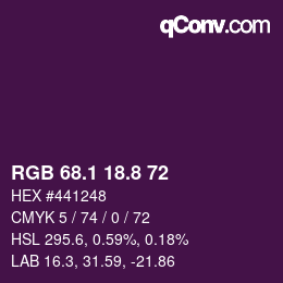 カラーコード: RGB 68.1 18.8 72 | qconv.com