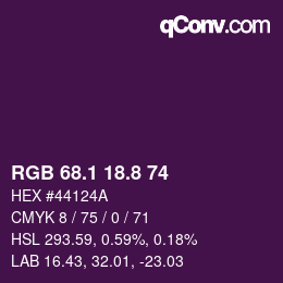 カラーコード: RGB 68.1 18.8 74 | qconv.com