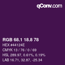 カラーコード: RGB 68.1 18.8 78 | qconv.com