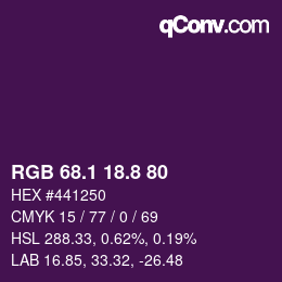 カラーコード: RGB 68.1 18.8 80 | qconv.com