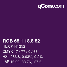 カラーコード: RGB 68.1 18.8 82 | qconv.com