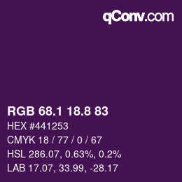 カラーコード: RGB 68.1 18.8 83 | qconv.com