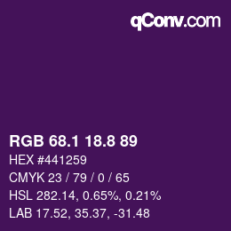 カラーコード: RGB 68.1 18.8 89 | qconv.com