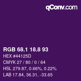 カラーコード: RGB 68.1 18.8 93 | qconv.com