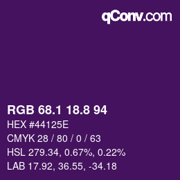 カラーコード: RGB 68.1 18.8 94 | qconv.com