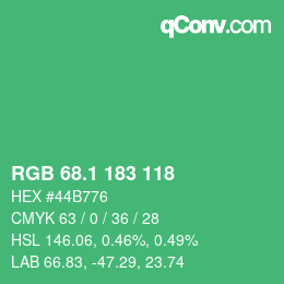 カラーコード: RGB 68.1 183 118 | qconv.com