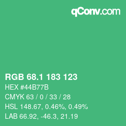 カラーコード: RGB 68.1 183 123 | qconv.com