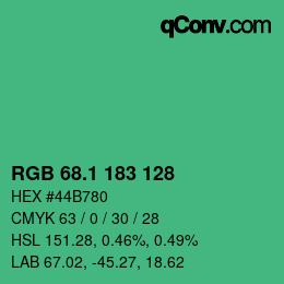 カラーコード: RGB 68.1 183 128 | qconv.com