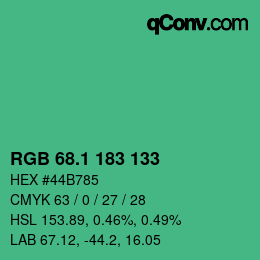 カラーコード: RGB 68.1 183 133 | qconv.com