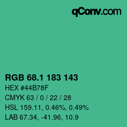 カラーコード: RGB 68.1 183 143 | qconv.com
