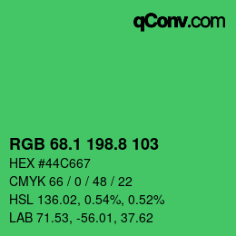 カラーコード: RGB 68.1 198.8 103 | qconv.com