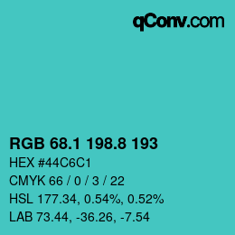 Color code: RGB 68.1 198.8 193 | qconv.com