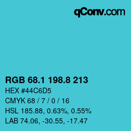 カラーコード: RGB 68.1 198.8 213 | qconv.com