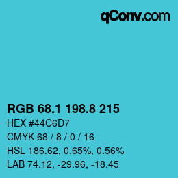 カラーコード: RGB 68.1 198.8 215 | qconv.com