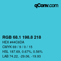 Color code: RGB 68.1 198.8 218 | qconv.com