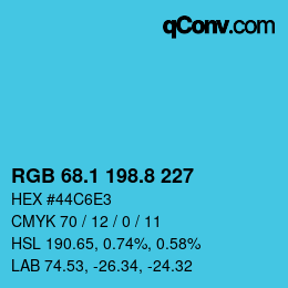 Color code: RGB 68.1 198.8 227 | qconv.com