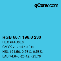 カラーコード: RGB 68.1 198.8 230 | qconv.com
