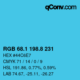Color code: RGB 68.1 198.8 231 | qconv.com