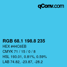カラーコード: RGB 68.1 198.8 235 | qconv.com
