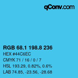Color code: RGB 68.1 198.8 236 | qconv.com