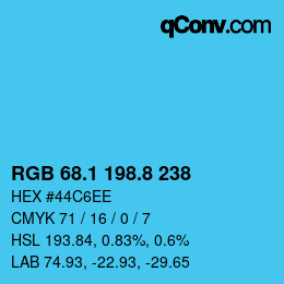 カラーコード: RGB 68.1 198.8 238 | qconv.com