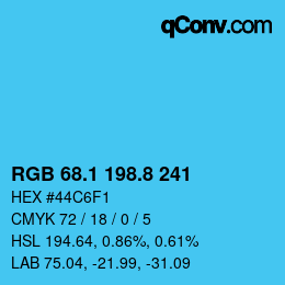 Color code: RGB 68.1 198.8 241 | qconv.com