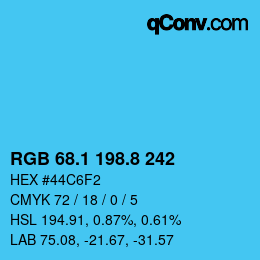 Color code: RGB 68.1 198.8 242 | qconv.com