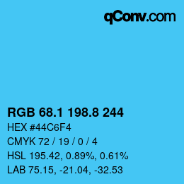 カラーコード: RGB 68.1 198.8 244 | qconv.com