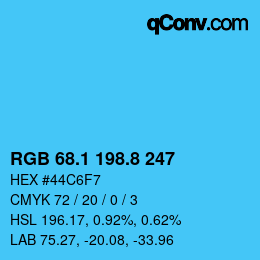 Color code: RGB 68.1 198.8 247 | qconv.com