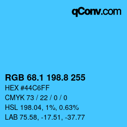 Color code: RGB 68.1 198.8 255 | qconv.com