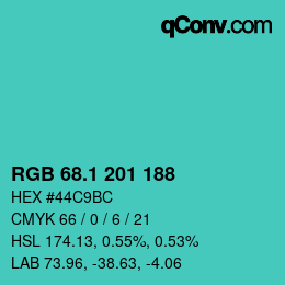 カラーコード: RGB 68.1 201 188 | qconv.com