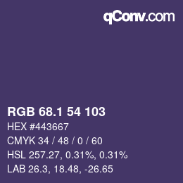 カラーコード: RGB 68.1 54 103 | qconv.com