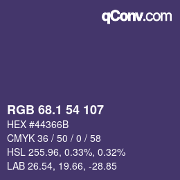カラーコード: RGB 68.1 54 107 | qconv.com