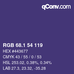 カラーコード: RGB 68.1 54 119 | qconv.com