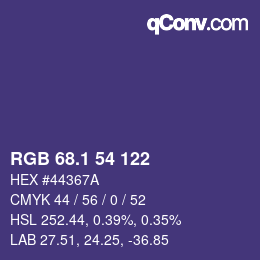 カラーコード: RGB 68.1 54 122 | qconv.com