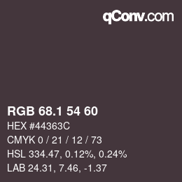 カラーコード: RGB 68.1 54 60 | qconv.com