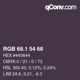 カラーコード: RGB 68.1 54 68 | qconv.com