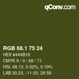 カラーコード: RGB 68.1 75 24 | qconv.com