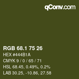 カラーコード: RGB 68.1 75 26 | qconv.com