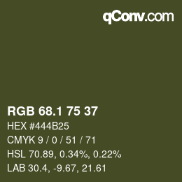 カラーコード: RGB 68.1 75 37 | qconv.com