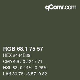 Color code: RGB 68.1 75 57 | qconv.com
