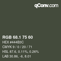 カラーコード: RGB 68.1 75 60 | qconv.com