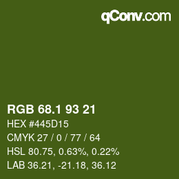 カラーコード: RGB 68.1 93 21 | qconv.com