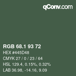 Color code: RGB 68.1 93 72 | qconv.com